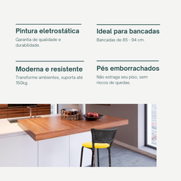 Kit 4 Banquetas para Balcão Cozinha Gourmet Junco Preto Bancada Ilha Banco 60cm Itagold - 5