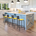 Ver imagem 6 de Kit 4 Banquetas para Balcão Cozinha Gourmet Junco Preto Bancada Ilha Banco 60cm Itagold