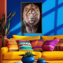 Ver imagem 5 de Quadro Decorativo Leão Judá Moldura Cx Alta 100x66 Titulo Moldura Madeira