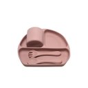 Ver imagem 2 de Kit 4 Alimentação Bebê Silicone Prato Copo Garfo e Colher Rosa