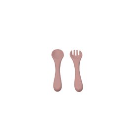 Kit 4 Alimentação Bebê Silicone Prato Copo Garfo e Colher Rosa - 4