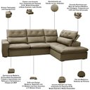 Ver imagem 4 de Sofá 3 Lugares Retrátil Reclinável Chaise Direito 258cm Bergen F04 Veludo Amêndoa - Lyam Decor