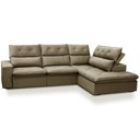 Ver imagem 1 de Sofá 3 Lugares Retrátil Reclinável Chaise Direito 258cm Bergen F04 Veludo Amêndoa - Lyam Decor