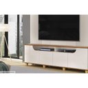 Ver imagem 6 de Rack Bancada C/ Painel P/ Tv até 75 Pol Gama 4 Porta 199x188cm Off White/freijó - Dj Móveis