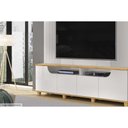 Ver imagem 5 de Rack Bancada C/ Painel P/ Tv até 75 Pol Gama 4 Porta 199x188cm Off White/freijó - Dj Móveis