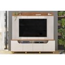 Ver imagem 1 de Rack Bancada C/ Painel P/ Tv até 75 Pol Gama 4 Porta 199x188cm Off White/freijó - Dj Móveis