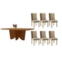 Ver imagem 1 de Conjunto: Mesa Sala Jantar Nevada C/ Tampo Madeirado Canto Curvo 180x90cm e 6 Cadeiras Tilia