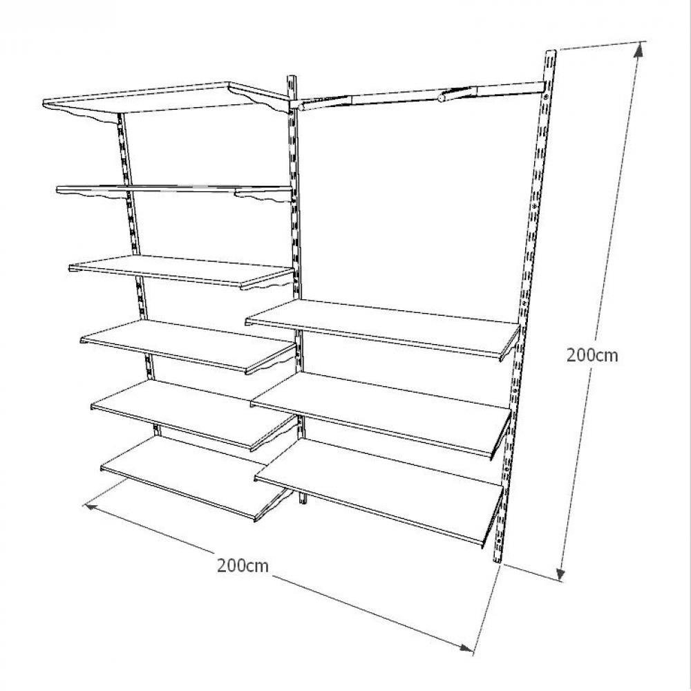 Kit para Closet com 33 Peças Regulável 200x200cm Cor Branco Modelo Clst2B181 - 3