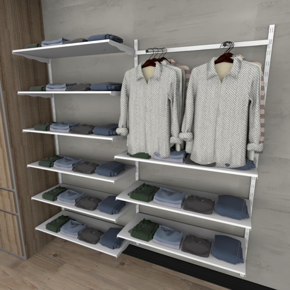 Kit para Closet com 33 Peças Regulável 200x200cm Cor Branco Modelo Clst2B181 - 1