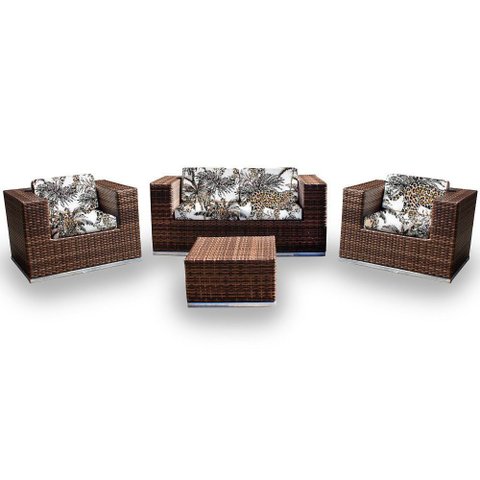 Conjunto Bora Bora - 1 Sofá 2 Lugares + 2 Poltronas + 1 Mesa de Centro - Itaparica