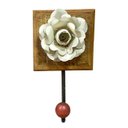 Ver imagem 1 de Cabideiro Gancho 1 Flor de Metal Branca e Madeira Peroba