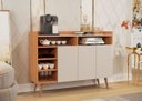 Ver imagem 1 de Buffet Aparador Cantinho do Café Retrô Pés Madeira 3 Portas e Nichos Celta:Nature/Off White