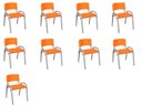 Ver imagem 1 de Kit 9 Cadeiras Infantil Iso, Escola, Base Cinza- Laranja