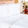Kit Edredom Completo Queen 100% Algodão Percal 200 Fios Branco / Rosê + Jogo de Cama Queen - 15 Peça - 2