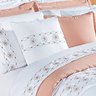 Kit Edredom Completo Queen 100% Algodão Percal 200 Fios Branco / Rosê + Jogo de Cama Queen - 15 Peça - 3