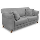 Ver imagem 3 de Kit Poltrona e Sofá Living 2 Lugares 1,60m Vênus Veludo Cinza Grafite Pés Castanho - Pallazio
