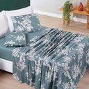 Ver imagem 1 de Jogo Cama Lençol Celi Casal Padrão Micropercal 200 Fios 4 Peças - Verde Floral