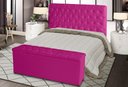 Ver imagem 2 de Kit Cabeceira de Cama Box e Calçadeira Baú Paris Casal 140 Cm Capitonê Suede Rosa Pink Eli Móveis