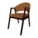Ver imagem 1 de Cadeira para Sala de Jantar Helen Madeira Maciça Castanho Premium Facto - Caramelo