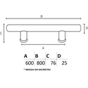 Ver imagem 6 de Puxador Duplo DF 907-25 - Preto - 60 cm