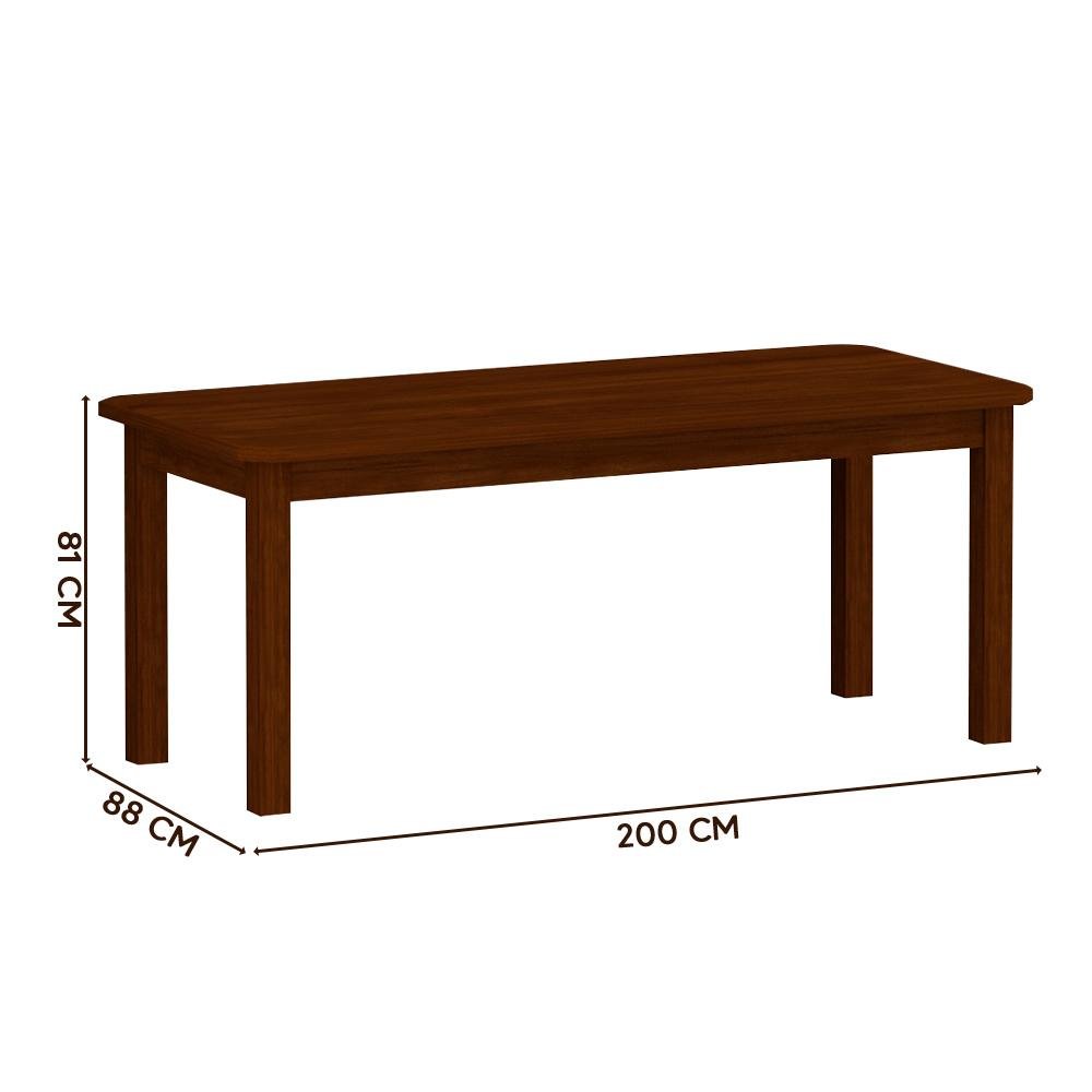 Mesa De Jantar Retangular Para 8 Lugares Madeira Maciça Safira Castanho Shop JM - 4