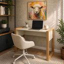 Ver imagem 1 de Mesa de Escritório Moderna Jade Freijo MDF 107.5cm Off White Loja Sheep