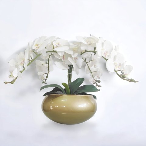 Arranjo de Orquídeas Artificiais Vaso Grande de Sala 4 Flor