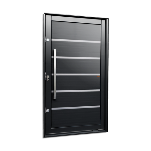 Porta Pivotante Alumínio Lambril Premium c/Pux.Esq. Elite Preto 240x120 Brimak