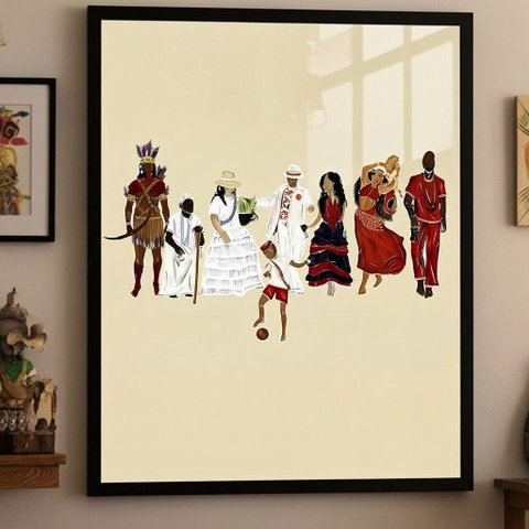 Quadro Decorativo Orixás Umbanda - 70x50cm:moldura Branca