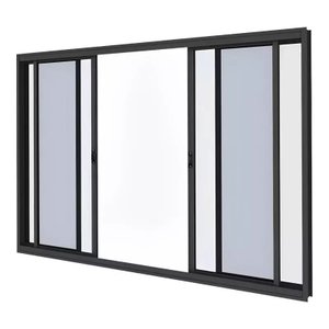 Janela de Alumínio Preto Vitro de Correr 4 Folhas sem Grade Linha Harmony-1.50(l)x1.20(a)