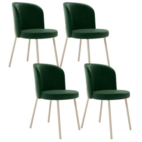 Kit 4 Cadeiras Sala de Jantar Estofada Gavi Arena L02 Couríssimo Verde Musgo - Lyam Decor