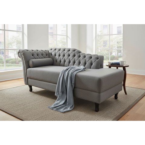 Recamier Decorativo Divã Styllus Lado Direito Linho Cinza
