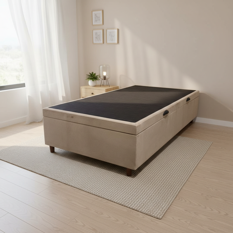 Base Box Baú Solteiro com Pistão a Gás Estrutura Reforçada 88x188cm Smart YesCasa