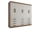 Ver imagem 1 de Guarda Roupa Casal 6 Portas 12 Gavetas sem Pés Mônaco Plus D Doro Castanho/Off White