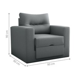 Sofá Cama 1 Lugar Italo Suede Cinza - 4 Sofá Cama 1 Lugar Italo Suede Cinza - 4