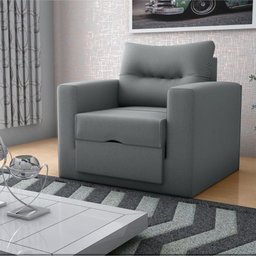 Sofá Cama 1 Lugar Italo Suede Cinza - 1 Sofá Cama 1 Lugar Italo Suede Cinza - 1