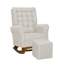 Poltrona de Amamentação Manuela com Puff Bebê Completo: Boucle Natural - 1