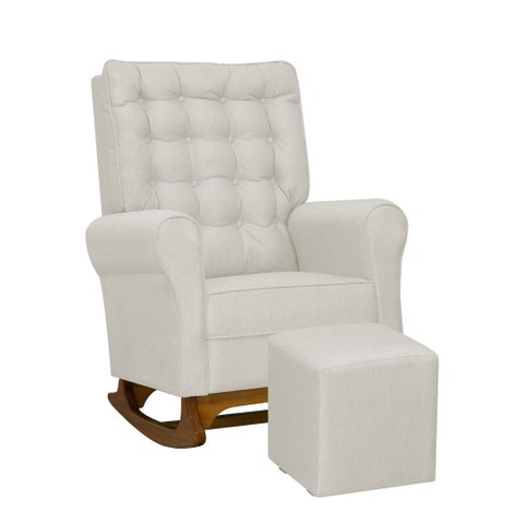 Poltrona de Amamentação Manuela com Puff Bebê Completo: Boucle Natural