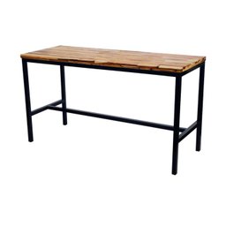 Conjunto Mesa Bistrô Industrial 1,60m Teca com 6 Banquetas C/ Encosto Industrial Taburete - 3