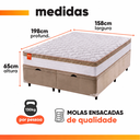 Ver imagem 2 de Cama Box Casal Queen Colchão Molas Ensacadas Real 158x198x65cm Branco / Bege - Suporta até 130kg