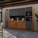 Ver imagem 1 de Cozinha Compacta Modulada 6 Peças com Torre Quente e Paneleiro Vibra Marrom/Canela/Grafite