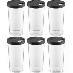 Kit 6 Farinheiros Porta Temperos Farofa Uz 500ml Condimentos com Tampa de Dupla Abertura Pretos - 1
