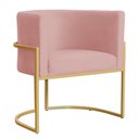 Ver imagem 1 de Poltrona Decorativa Sala Estar Recepção Escritório Luana Base Gold Veludo Rosa - Montanaris Decor