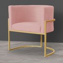 Ver imagem 2 de Poltrona Decorativa Sala Estar Recepção Escritório Luana Base Gold Veludo Rosa - Montanaris Decor