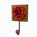 Ver imagem 2 de Cabideiro Gancho 1 Flor de Metal Vermelha em Madeira Peroba