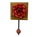 Ver imagem 1 de Cabideiro Gancho 1 Flor de Metal Vermelha em Madeira Peroba