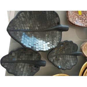 Trio de Pratos Boho de Bali Mosaico Folha