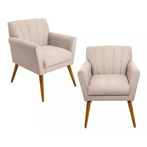 Kit 2 Poltronas Decorativa Cecília - Bege