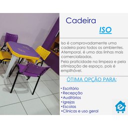 Kit com 4 Cadeiras Iso para Escola Escritório Comércio Roxa Base Preta - 8