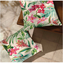 Ver imagem 5 de Kit 2 Capas de Almofada Impermeável Estampa Digital 100% Algodão Flores Salmão Verde Riscado 43CMX43